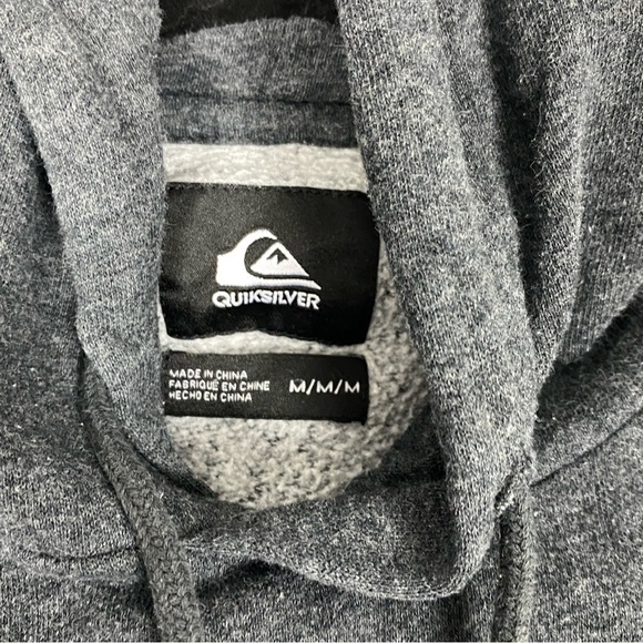 Quicksilver Hoodie Sz Medium Dark Gray Spell Out Kangaroo Pouch Pocket - Picture 8 of 12